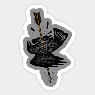 Dead crow with arrow Sticker